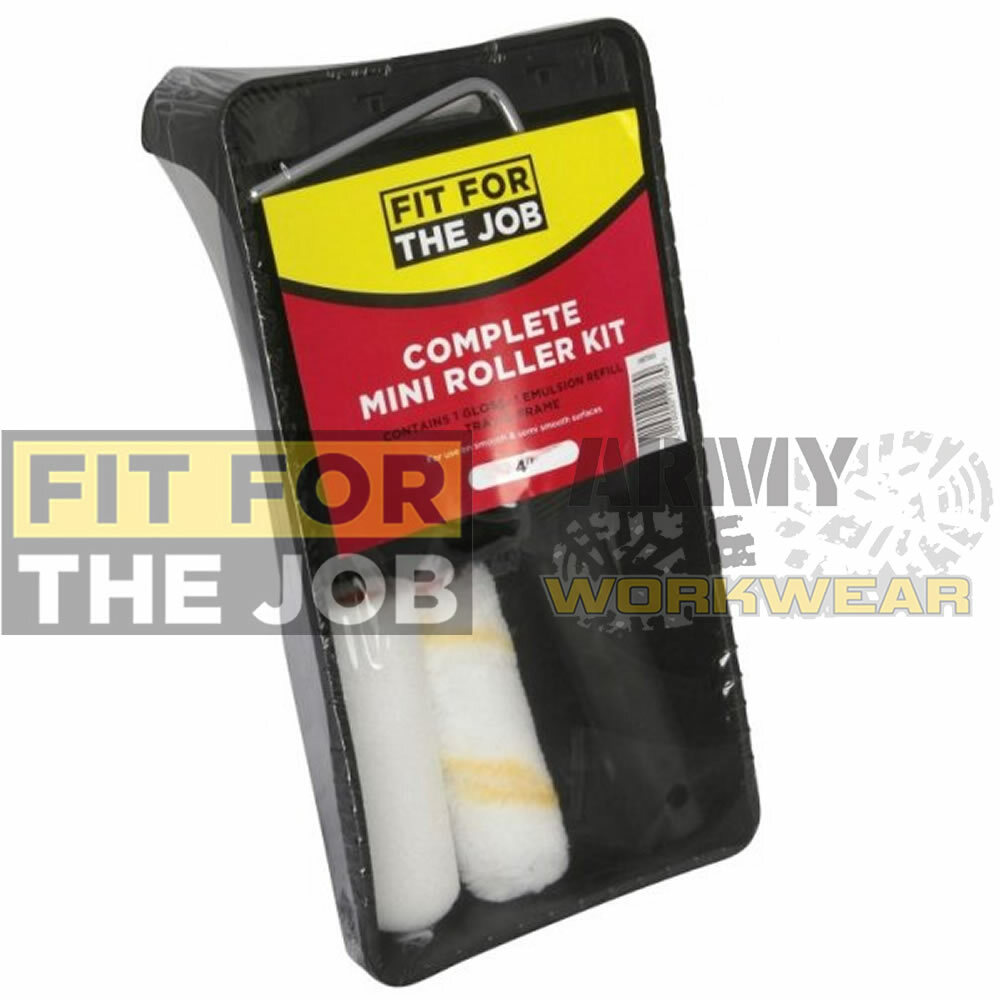 Mini Paint Emulsion Varnish Gloss Roller Set Kit With Foam Fleece Tray DIY Home