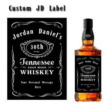 PERSONALISED Name JD Label BLACK WHISKEY BOTTLE  BIRTHDAY BOURBON Christmas Gift