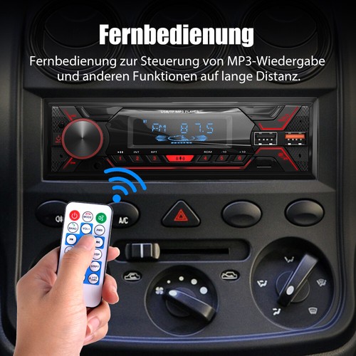 Autoradio mit Bluetooth BT Freisprech 7 Farben Single 1DIN MP3 Player USB Aux FM - Bild 7 von 13