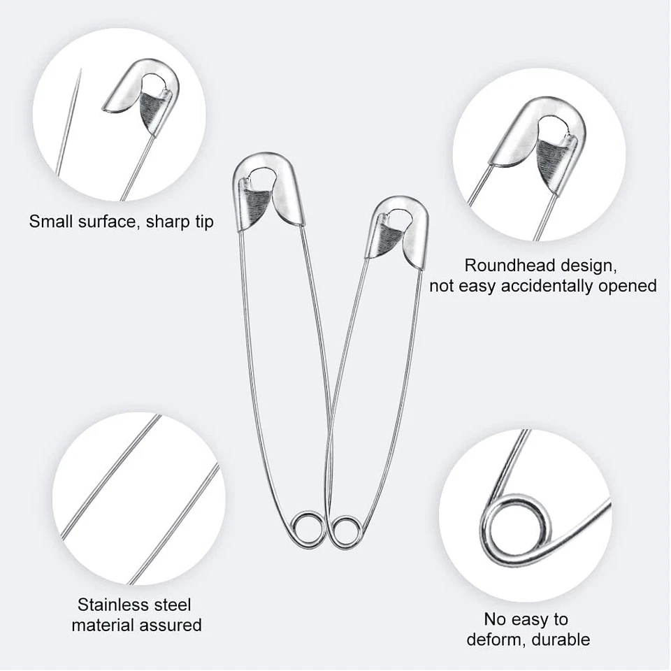 200 Stück Sicherheitsnadeln Safety Pins für Kunst Handwerk Nähzubehör Kleidung - Bild 3 von 4