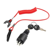 WHPHE Key Ignition Switch Assembly with Safety Lanyard Compatible with OMC Johns
