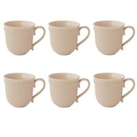 6Er Set Becher Tassen Tiffany Beige Creme Rund 350Ml Aus Porzellan Easy Life