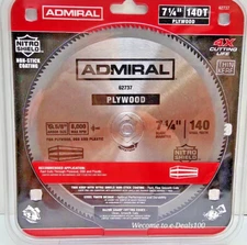 Admiral 7 1/4" Circular Saw Blade Plywood 140 Steel Teeth #62737 AB