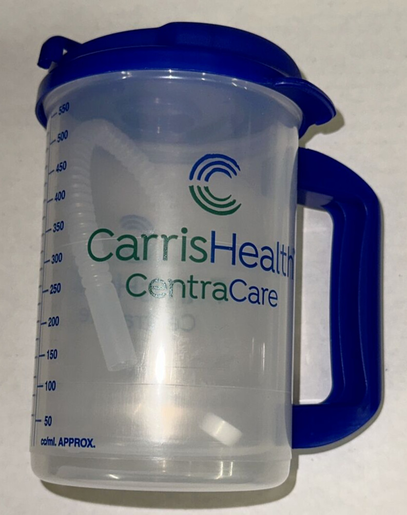 Carafe 18Oz/550 cc/ml Graduated Straw Whirley Drink Works Hospital Cup Mug H2O