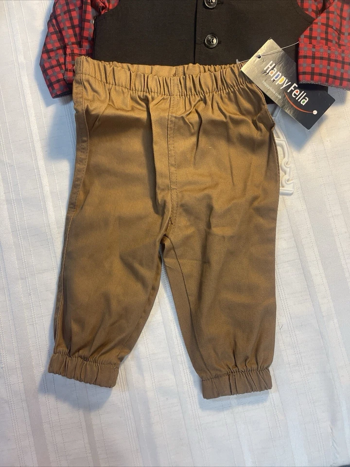 Bebé Niño 6/9 Meses Happy Fella Juego de 3 Piezas - ¡Nuevo con Etiquetas!  SKU A104 Foto 3 de 4