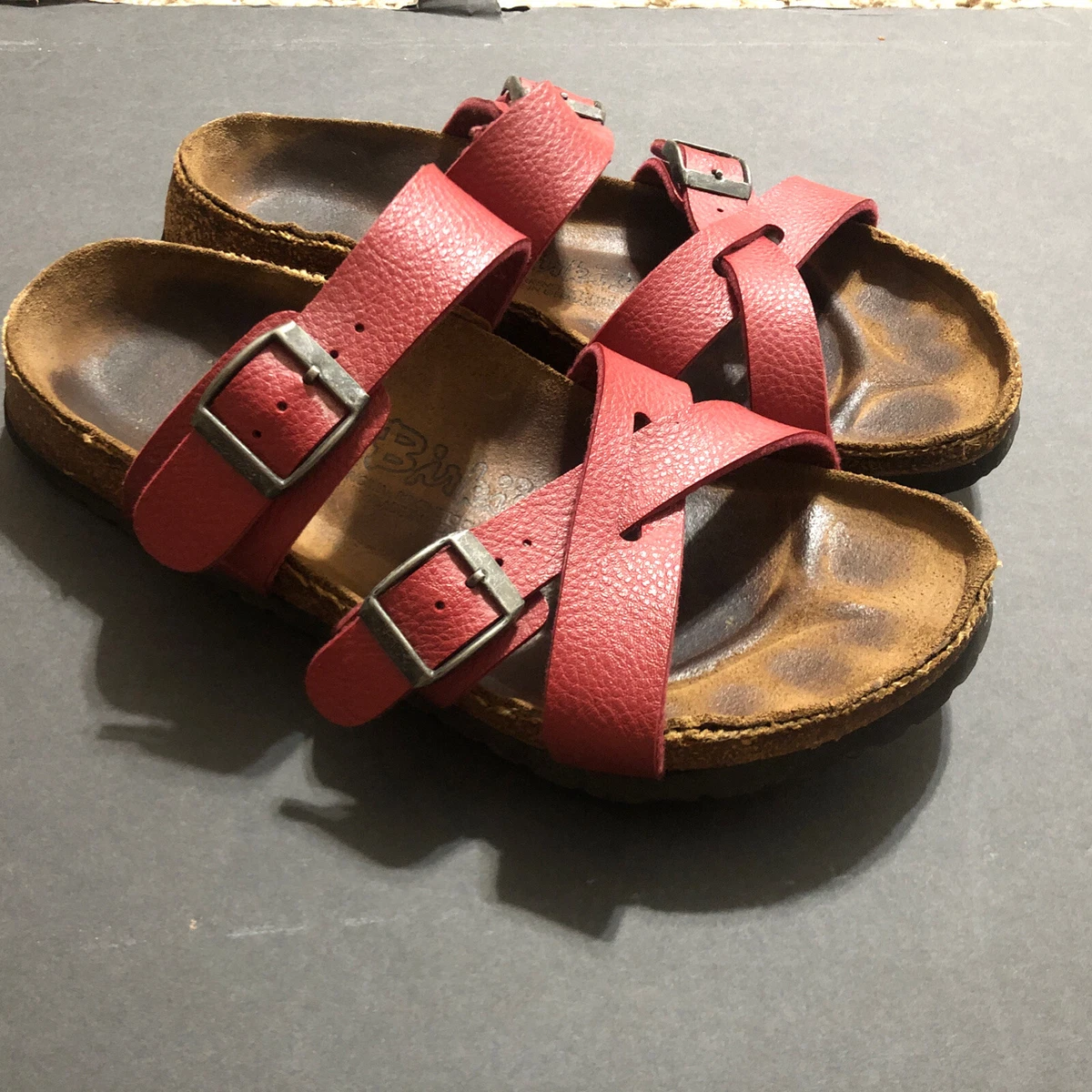Birkenstock Nepal Buffalo Red Criss Cross Strap SZ 38 Women s Sz 7