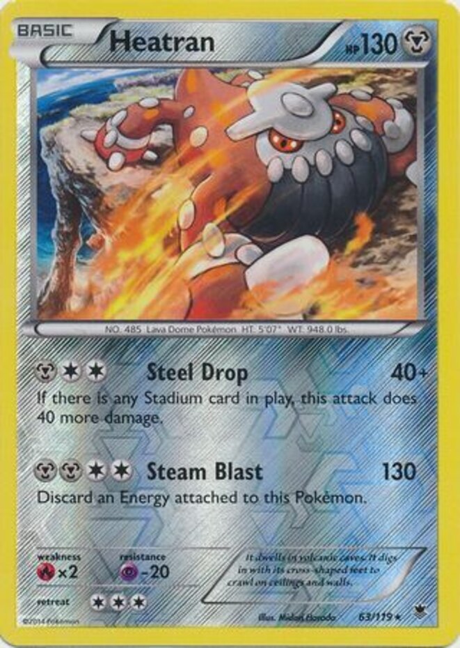 Heatran 63/119 Rare Holo Reverse Holo HP, English Pokemon Phantom