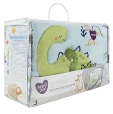 Parents Choice 3 Piece Nursery Set Dinosaur Comforter Fitted Sheet Dust Ruffle