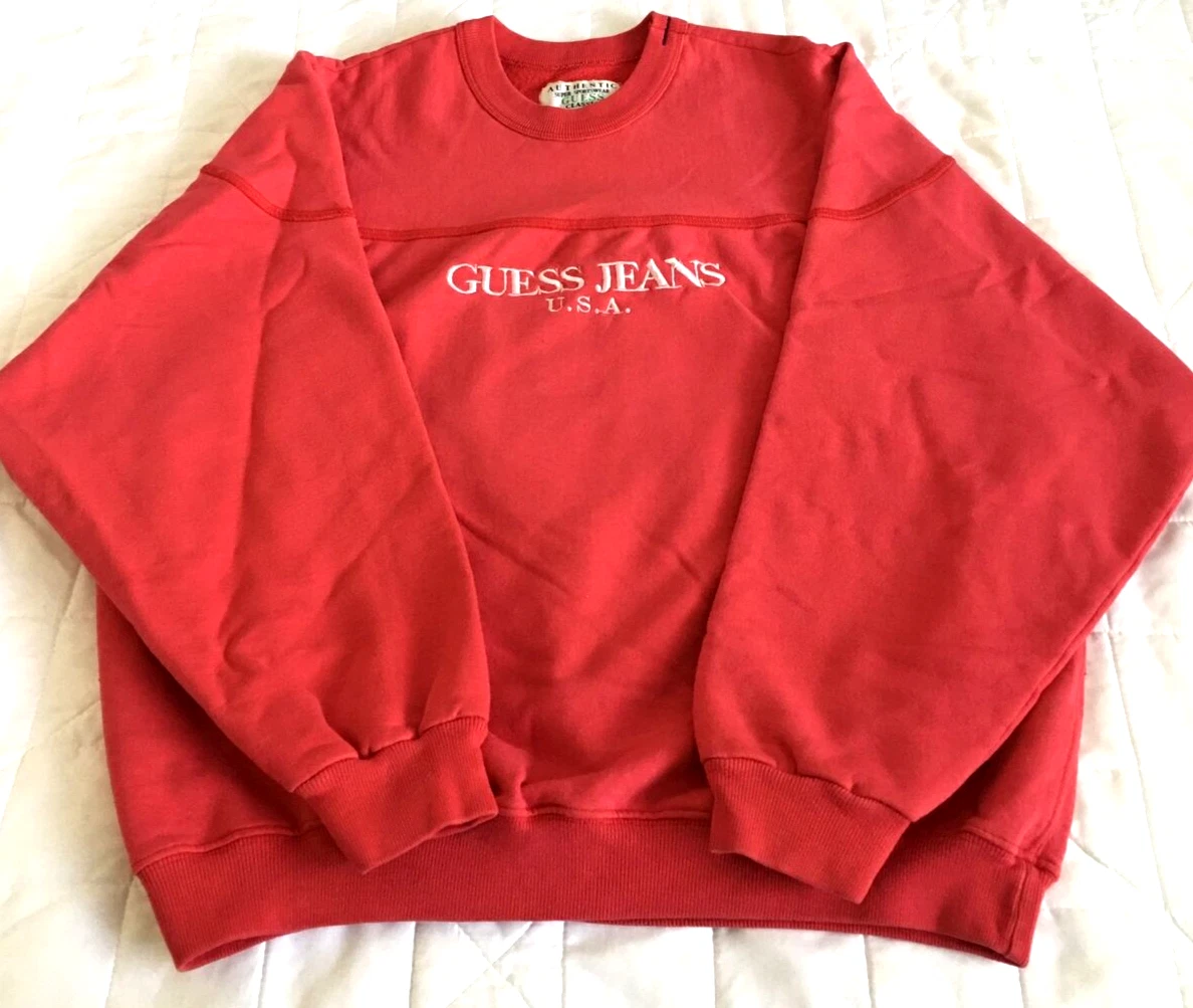 Vintage Sweatshirt, Red, Size Large. Guess Classic eBay