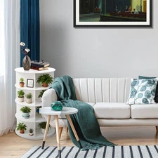 Rotating Shoe Rack Tower 4 Tier Organizer, Revolving 360 White Shoe Rack Storage