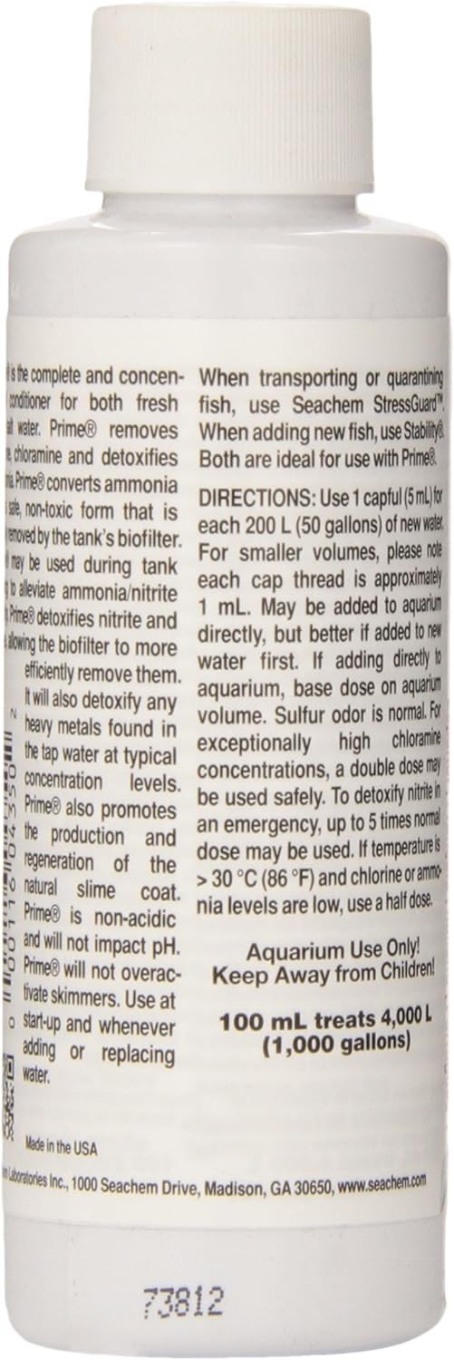 SEACHEM PRIME DECHLORINATOR AMMONIA NITRATE REMOVER AQUARIUM WATER FISH TANK