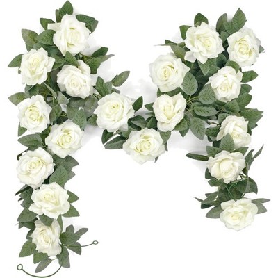 Blumengirlande künstlich Rosen 2x2m Deko Girlande Frühling Hochzeit Tisch