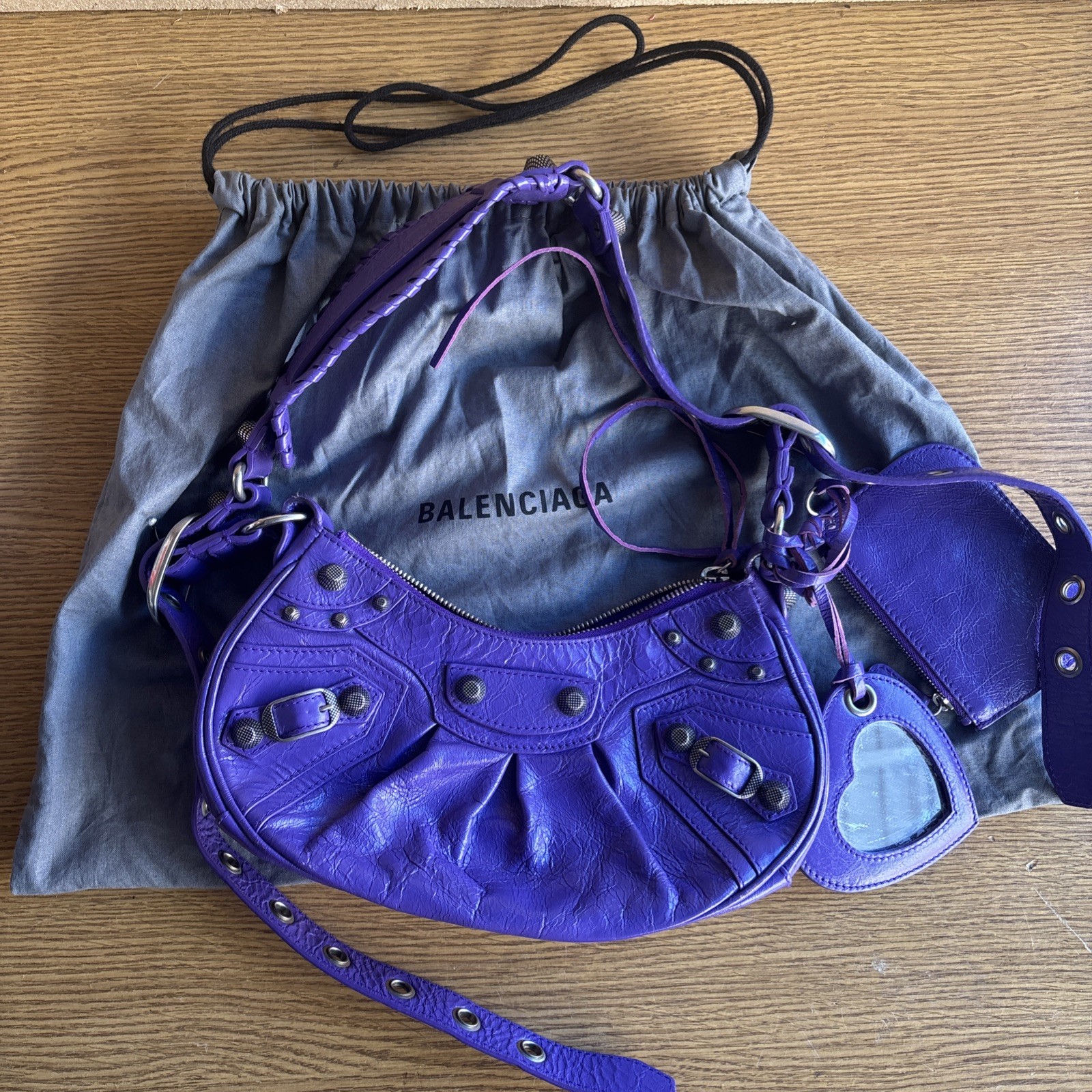 Balenciaga Le Cagole XS Purple Leather Designer Shoulder Bag