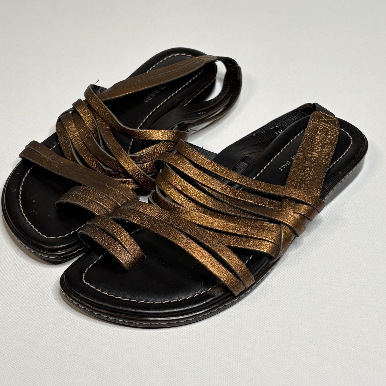 Donald J Pliner Bronze Metallic Strappy Sandals Italian Made image 6