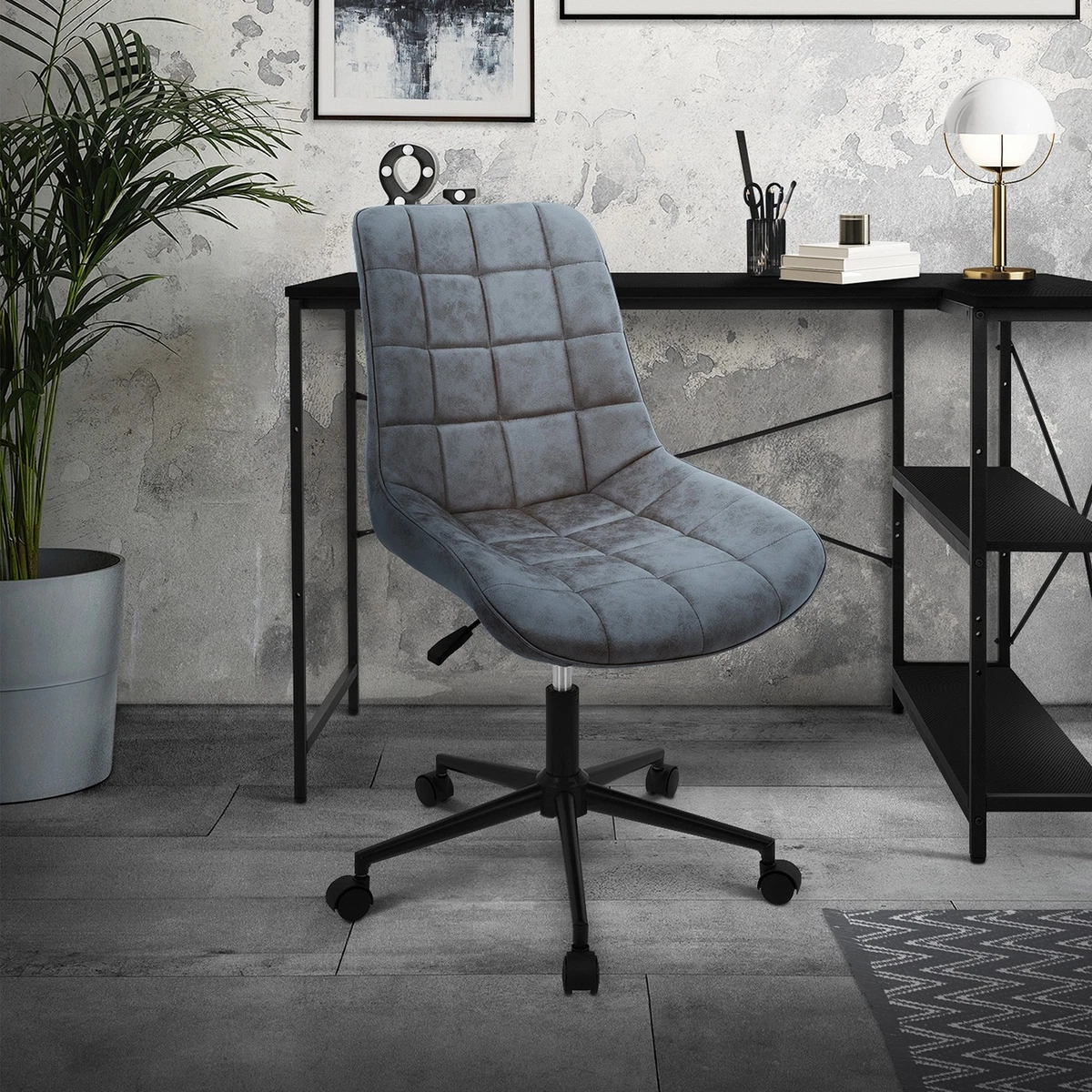 Silla de oficina antracita asiento imitación cuero sillón giratorio y regulable