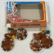 Lucero Tena Brown Carved Wooden Castanets w/Box Flamenco Spain Vintage