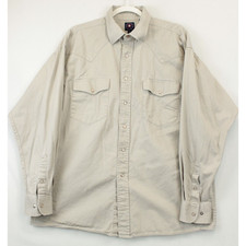 Panhandle Slim Beige Pearl Snap Button Down Shirt Men L Western Long Sleeve
