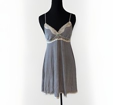 Victoria's Secret Y2K Babydoll Sleep Dress Size Small Blue Striped Lace Coquette