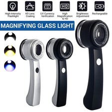 10X Loupe Magnifier Rechargeable Hand Held Magnifying Glass for Gems, Coins