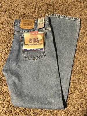 Vintage Levis 505 Jeans, Mens Blue Regular Fit, NWT Size 33x30 Orange Tag