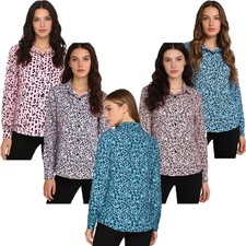 Womens Shirt Club Top Front Button-up Blouse Meetings Stylish Long Sleeve Work