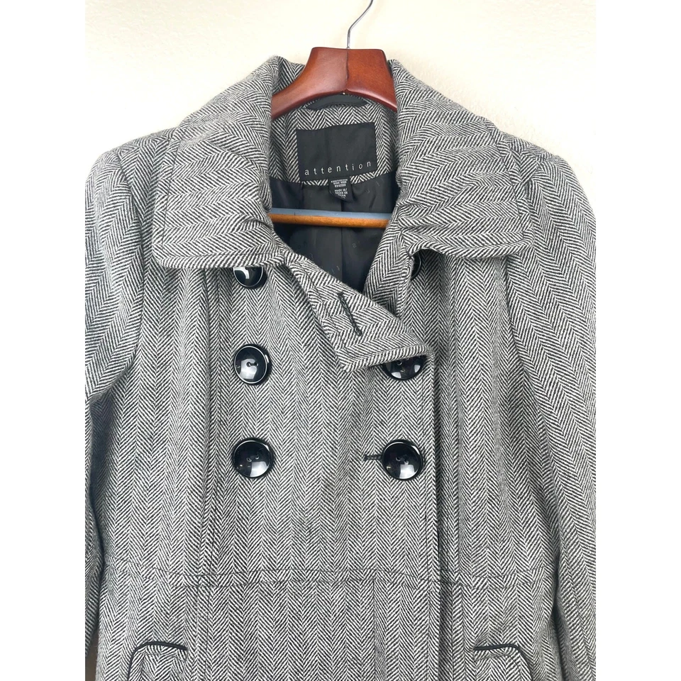 Abrigo de mujer Attention talla L lana espiga guisante clásico dinero antiguo coche preppy Foto 4 de 4