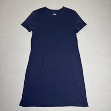 Women's Old Navy Midi Dress Size M Navy Blue Short Sleeve Round Neck 100%Cotton