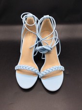 Allegra K Women's Braided Lace Up Stiletto Heeled Sandals 6 Sky Blue