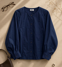 Uniqlo Damen Tunika Bluse S blau Baumwolle La...