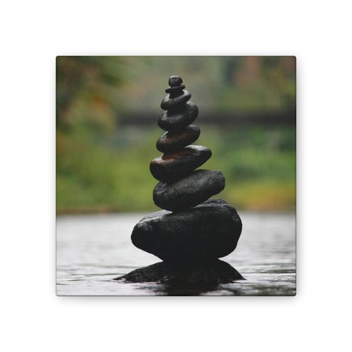 Zen Stone Stacked Canvas Art, Minimalist Wall Decor, Meditation Gift, Nature - Picture 2 of 17