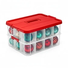  2-Layer Christmas Ornament Storage Box Plastic - 24 Compartment Cchristmas 