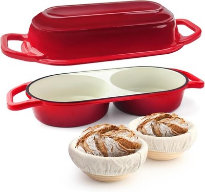 Mini Double Dutch Oven Sourdough Bread Baking Enameled Cast Iron Dutch Oven Pot