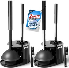 2Pack 2 in 1 Toilet Brush and Plunger Set,Groove Gap Brush,Bathroom Cleaning