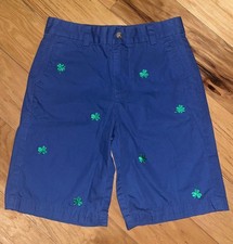 VINEYARD VINES BOYS BLUE SHORTS W/ SHAMROCKS SIZE 12 EXCELLENT COND LD5
