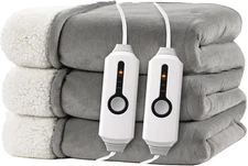 Serta Electric Blanket Fleece to Sherpa Heated Throw Blanket in Queen Twin King