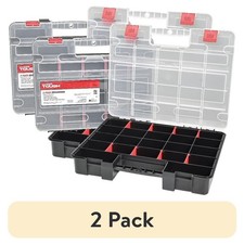 2-Pack Stackable Plastic Organizer Bins with 8 Adjustable Dividers Storage Box