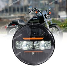 LED 5-3/4" Scheinwerfereinsatz Schwarz Hi-Lo DRL Für Harley Davidson E-Zeiche