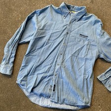 Vintage Y2K MICROSOFT Port Authority Mens L Denim Shirt Button Down