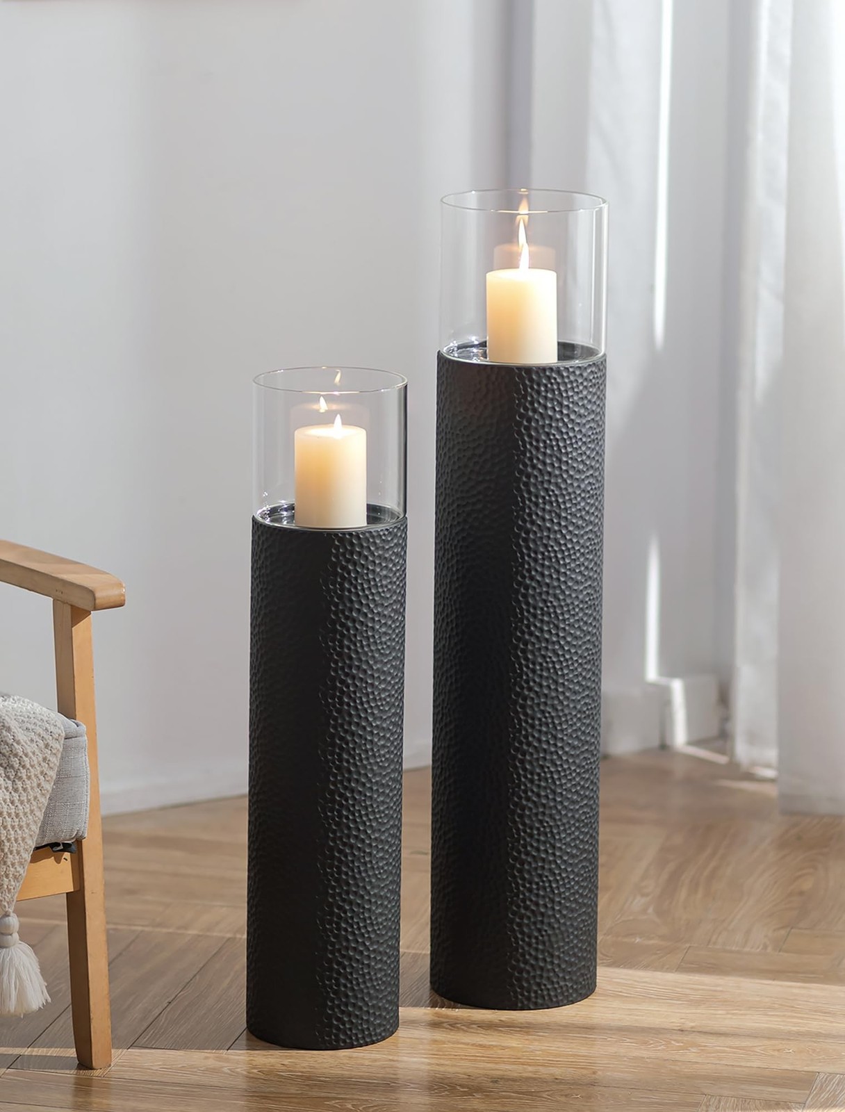 S: 34/27 Inch Hurricane Pillar Candleholders ...