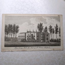 Original Antique 1787 Engraving Strawberry Hill Copper Plate England