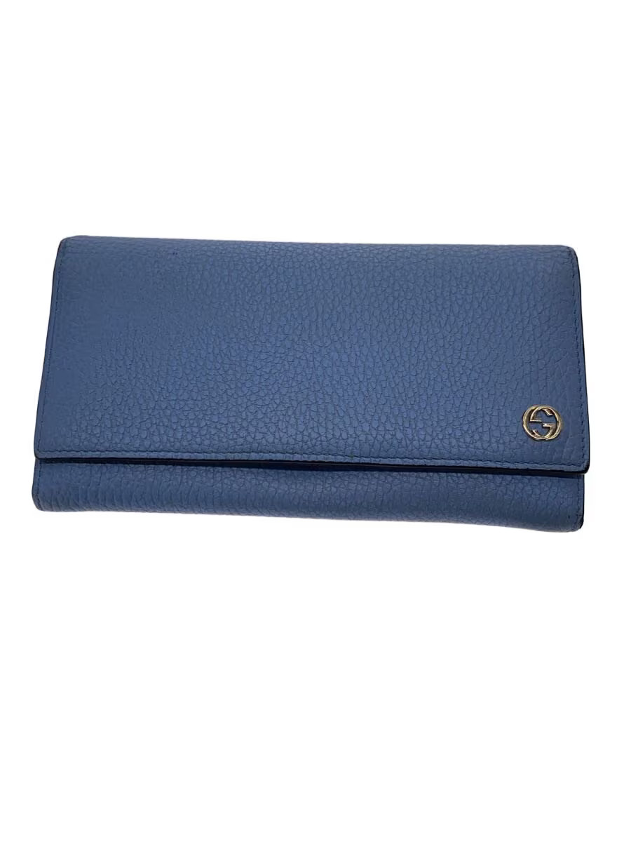 GUCCI Long Wallet Leather BLU Solid Women's