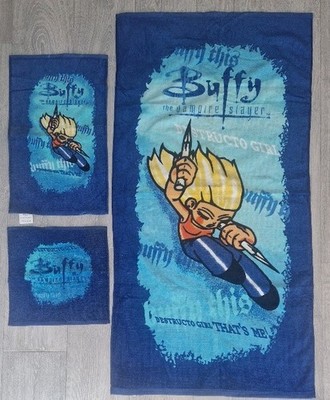 Buffy the Vampire Slayer 3-teiliges Handtuchset 2001 ein TOP PREIS FÜR VINTAGE ARTIKEL!!