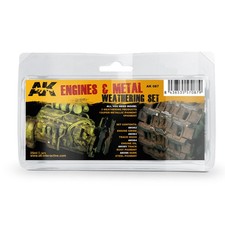 AK087 Engines and Metal Weathering Set - AK Interactive Paints New 