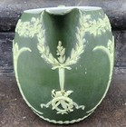  Antique Wedgwood Olive Green Jasperware Pitcher Classical Relief. Rare Color — photo 9