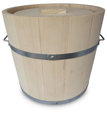 KERAZO 25L Holz Gäreimer mit Pressdeckel  - Holzfass zum Fermentieren, Weißtanne