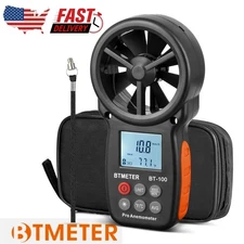 BTMETER Handheld Anemometer Digital Wind Speed Meter CFM 30m/s Wind Temp Test US