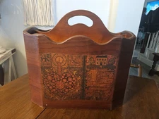 Antique Americana Mid Century Modern Mahogany Magazine Holder Book Storage VNTG