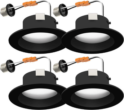 8W 3'''' LED Smooth Trim Recessed Downlight, Matte Black Finish, Dimmable, 500 Lum