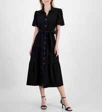 T Tahari Women's Puff-Sleeve Tiered Dress MSRP $148 BLM
