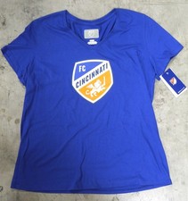 FC Cincinnati MLS Blue MLS Soccer Blue Logo V Neck Ladies T Shirt XL